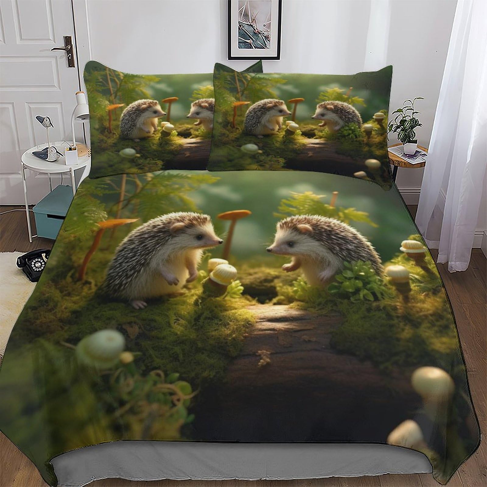 Housse couette hérisson parure de lit microfibre douce avec taie d'oreiller King 220x240