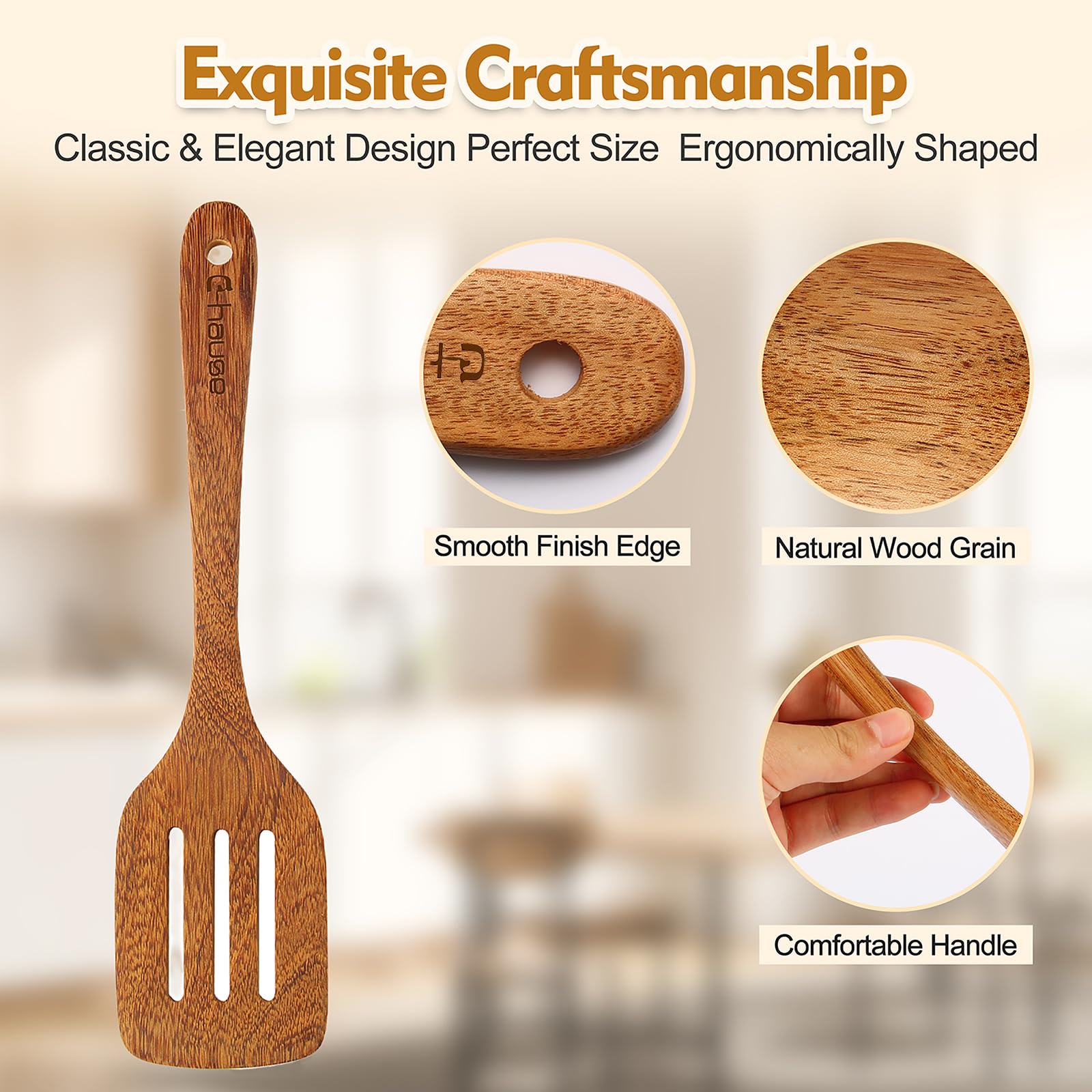 Natiral Lot de 2 spatules en bois de wengé pour la cuisine, ensemble d' ustensiles de Natiral Lot de 2 spatules en bois de wengé pour la cuisine, ensemble d' ustensiles de
