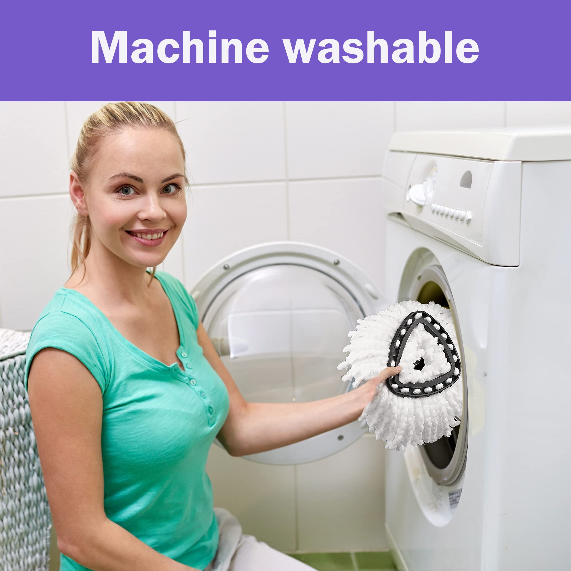 Qulable 4 Pack EasyWring Spin Mop Refill Replacement Heads - Microfiber, Compatible With Triangle Spin Mop, Multi-Surface Cleaning