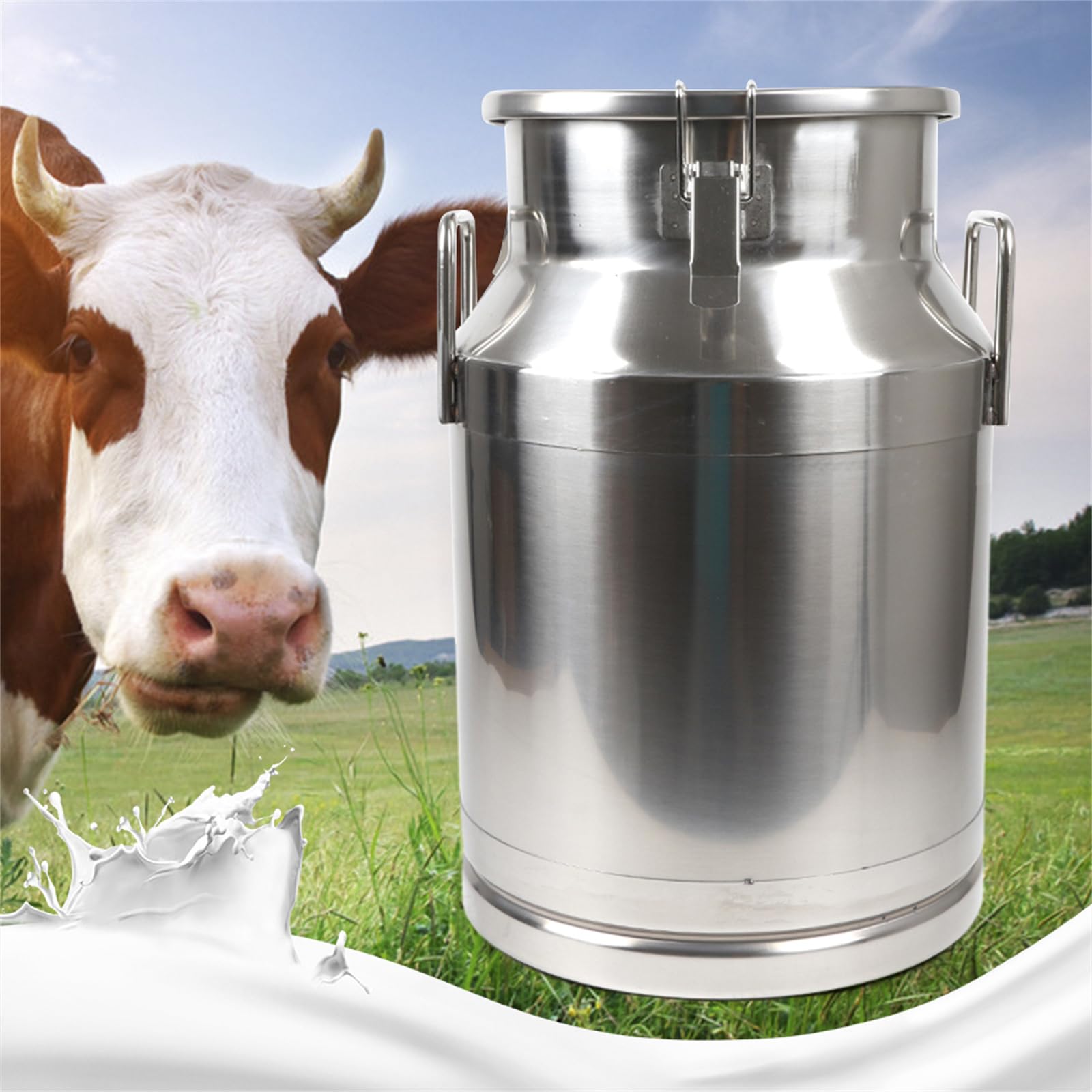 GEYOPMID 7.9 Gallon Milk Can Heavy Duty Milk Jug Wine Pail Bucket Bottle liquid Container Storage with Independent Embedded Silicone Sealed Lid(30 L)