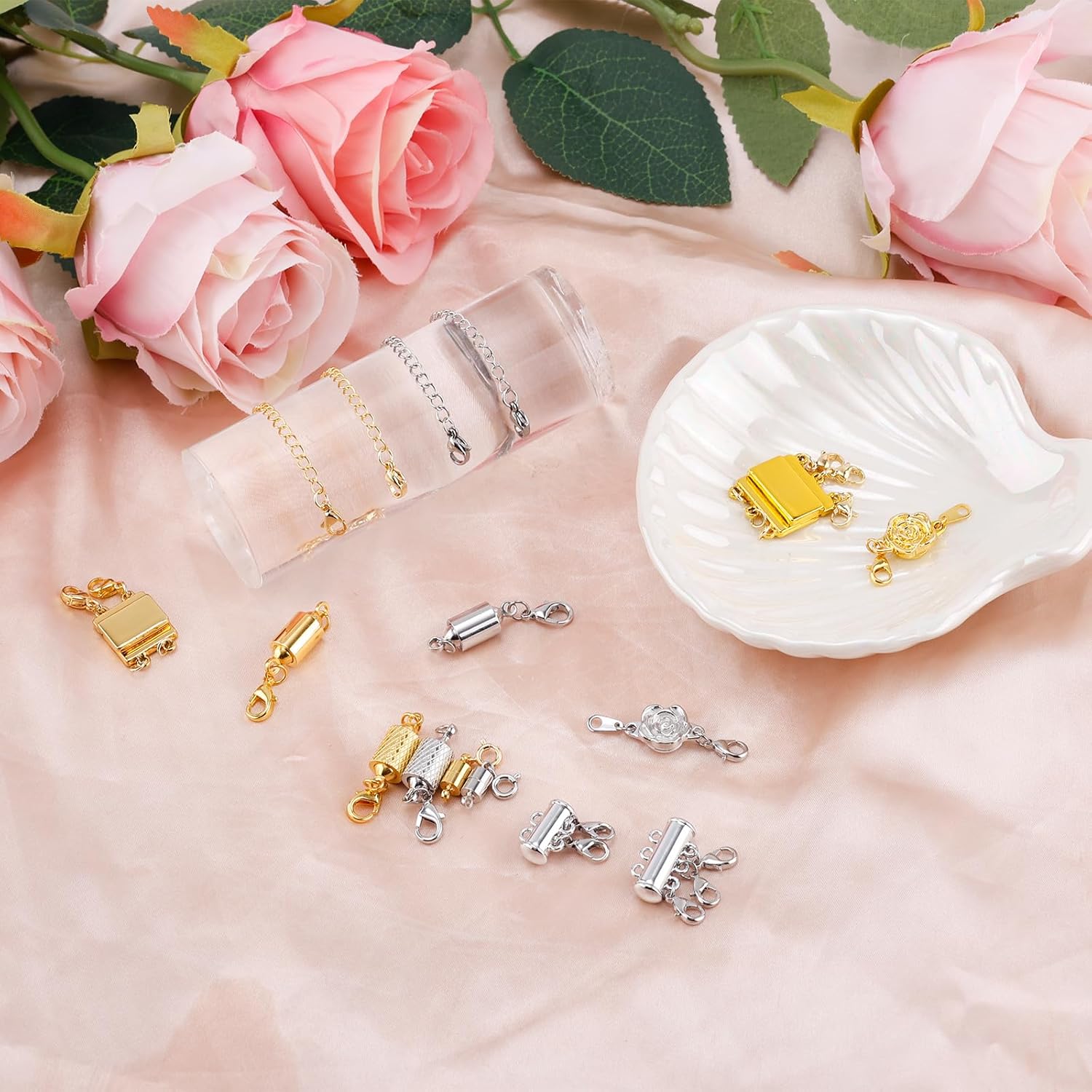 16pcs Magnetic Jewelry Clasps & Chain Extenders, Gold Silver Jewelry Converter Clasp Closures and Extenders Making Supplies for Women Necklace Bracelet Anklet (Multiple Sizes & Styles) - Image 4