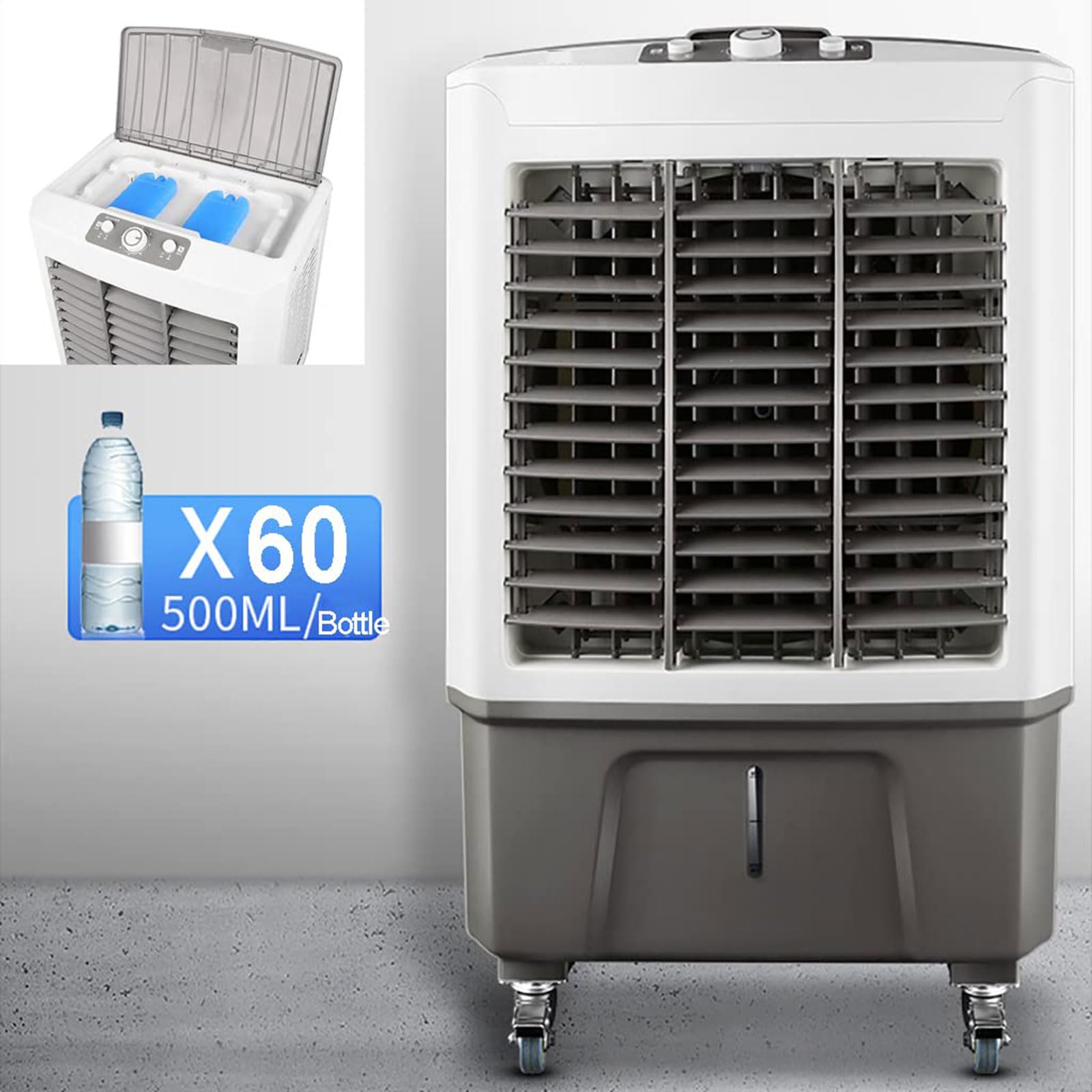Refroidisseur d'air Évaporatif Professionnel À 3 Vitesses De Ventilation, Réservoir d'eau De 30 litres. Ventilateur De Climatisation Industriel Mobile Adapté À La Maison, Au Bureau