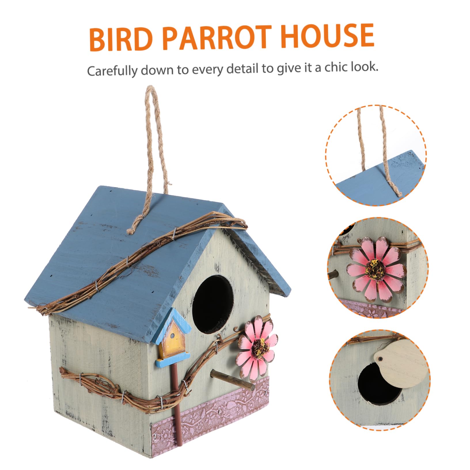 Hängendes Nistkasten für Vögel Papageien und Vogelhaus Wildvögel mit Grünem Design Naturbelassener Gartendeko Garten für Terrasse