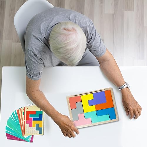 Miniatura 5 de Actividades de demencia para personas mayores - Bloques de madera con patrón de rompecabezas Productos para ancianos con demencia Productos para