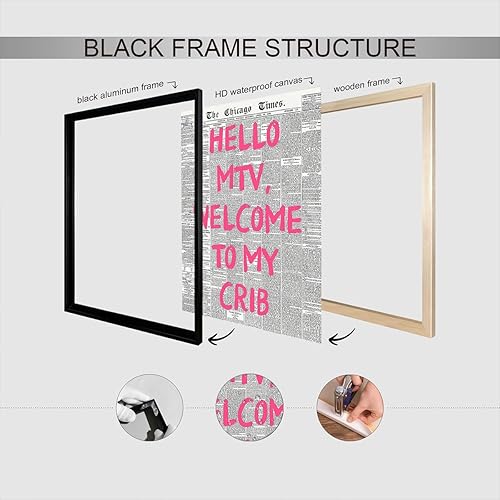 Miniatura 3 de Retro Hello Mtv Welcome To My Cun, arte de pared con fuente rosa, pósteres de lienzo de periódico positivo de afirmación positiva de la habitación