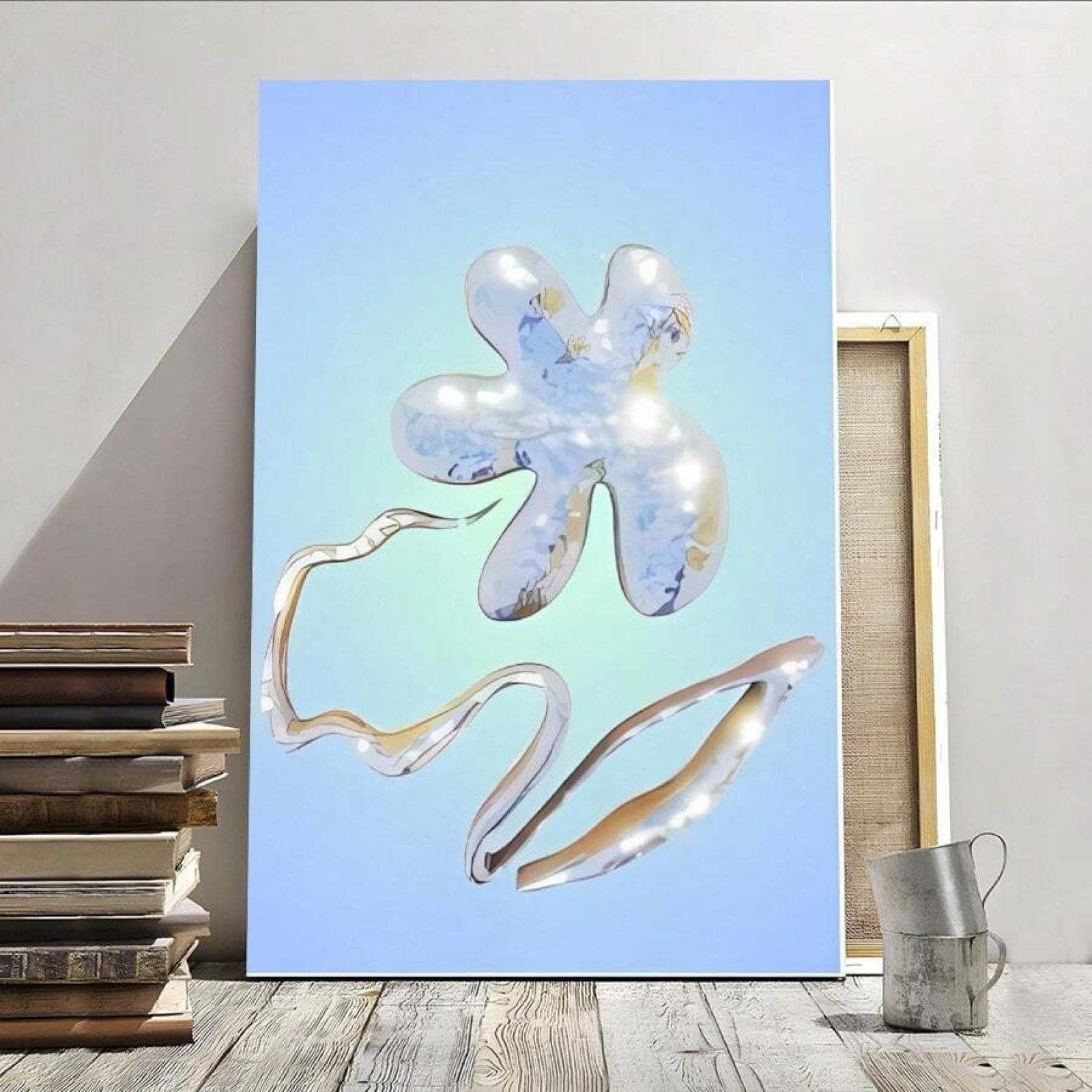 XINBAO Galería Estética Arte de Pared Azul - Impresiones en Lienzo, Póster, Decoración de Pared para el Hogar, Pósteres e Impresiones para Sala de Estar, Dormitorio, 30x45cm con Marco
