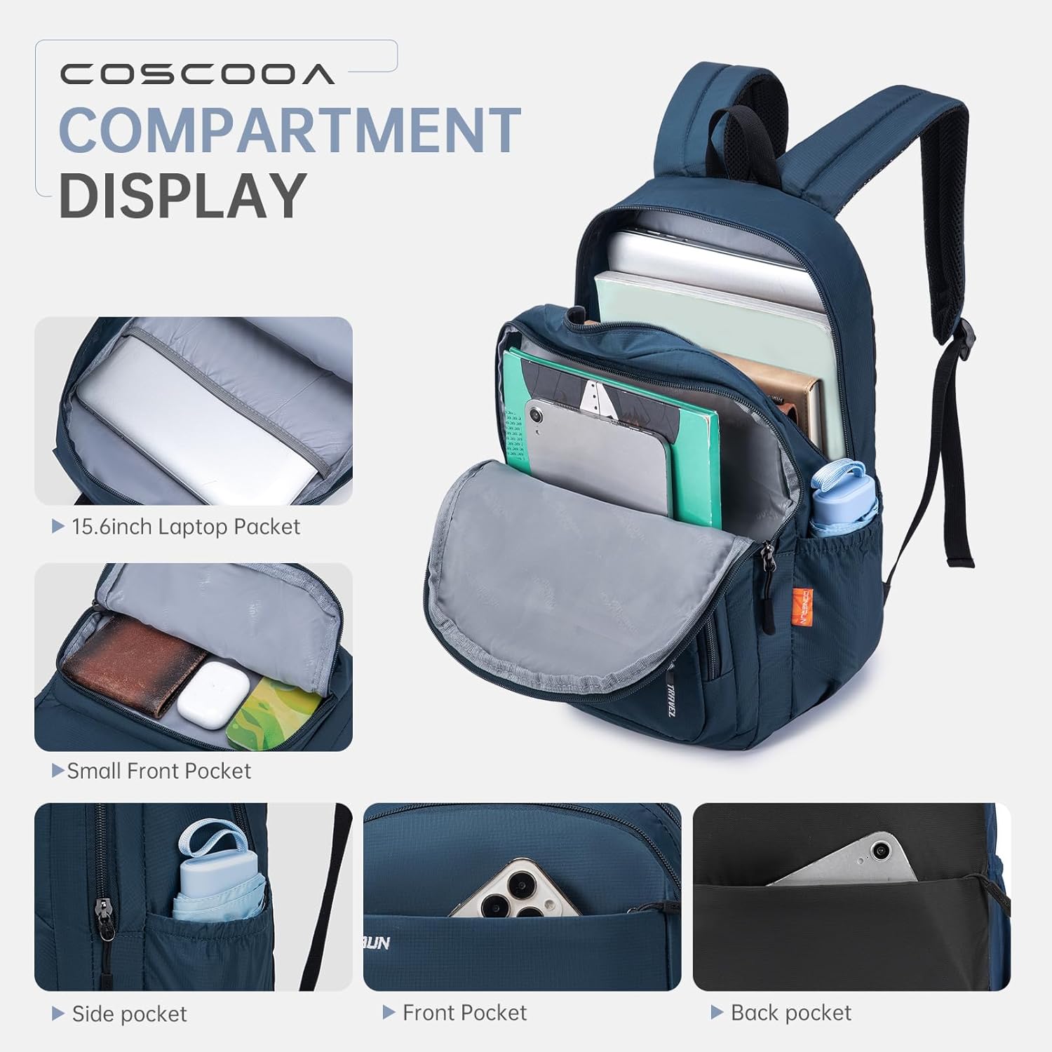 40x30x15cm Personal Item Travel Ryanair Backpack,16x12x6inch Small Carry On Backpack 20L,Flight Approved Underseat Travel Luggage Bag,Mochila de Viaje,Cabin Size Lightweight Backpack - Image 3