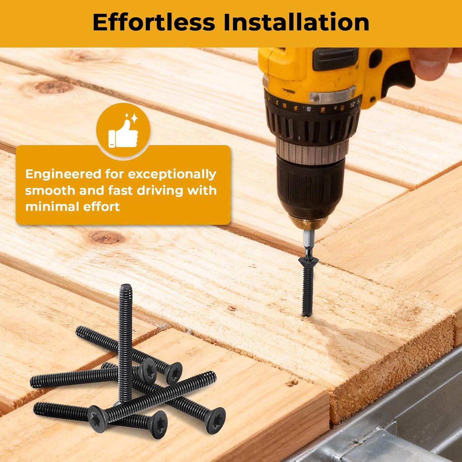 Craedli 1/4-20 x 2 1/2'' Trailer Deck Screws,Flat Head Floorboard Screws, Type F, (Star - Six Lobe - Torx Drive), Black Phosphate Finish, Countersunk，Pre-Drilling Required(300pcs)