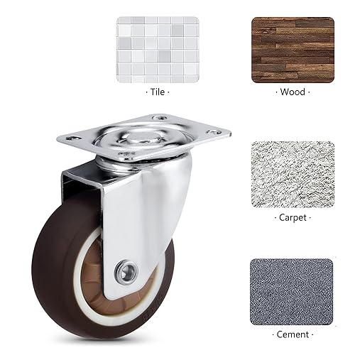 Miniatura 4 de Molen Juego de 4 ruedas giratorias de 2 pulgadas, paquete de 4 ruedas giratorias para mueblescunasbanco de trabajo, capacidad total de 300 libras,