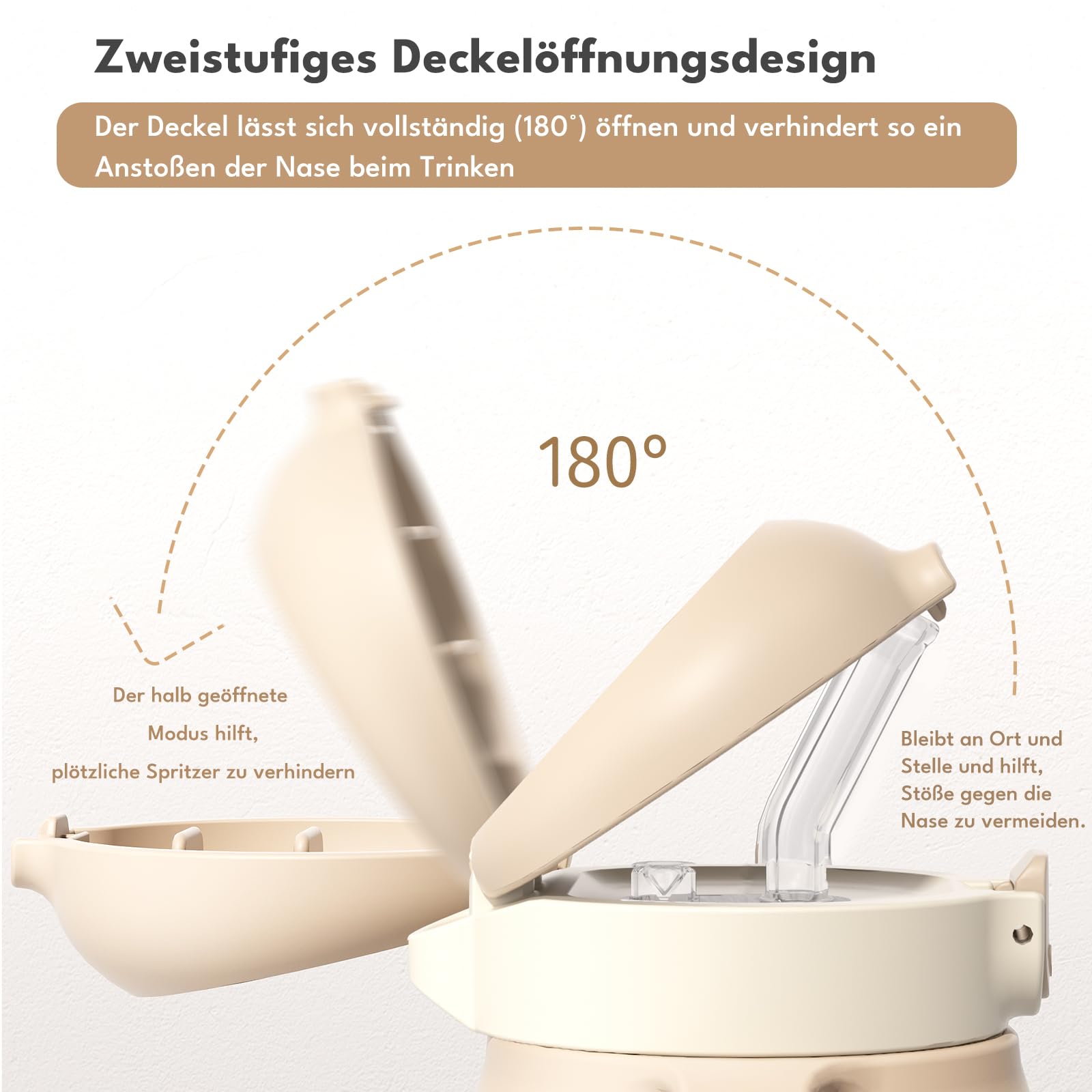 Evorie Tritan Trinkflasche mit Silikon-Strohhalm, auslaufsichere Strohhalm-Flasche für Kinder im Alter von 1-3 Jahren, 300 ml, abnehmbare Griffe, ideal für die Schule (Giraffe)