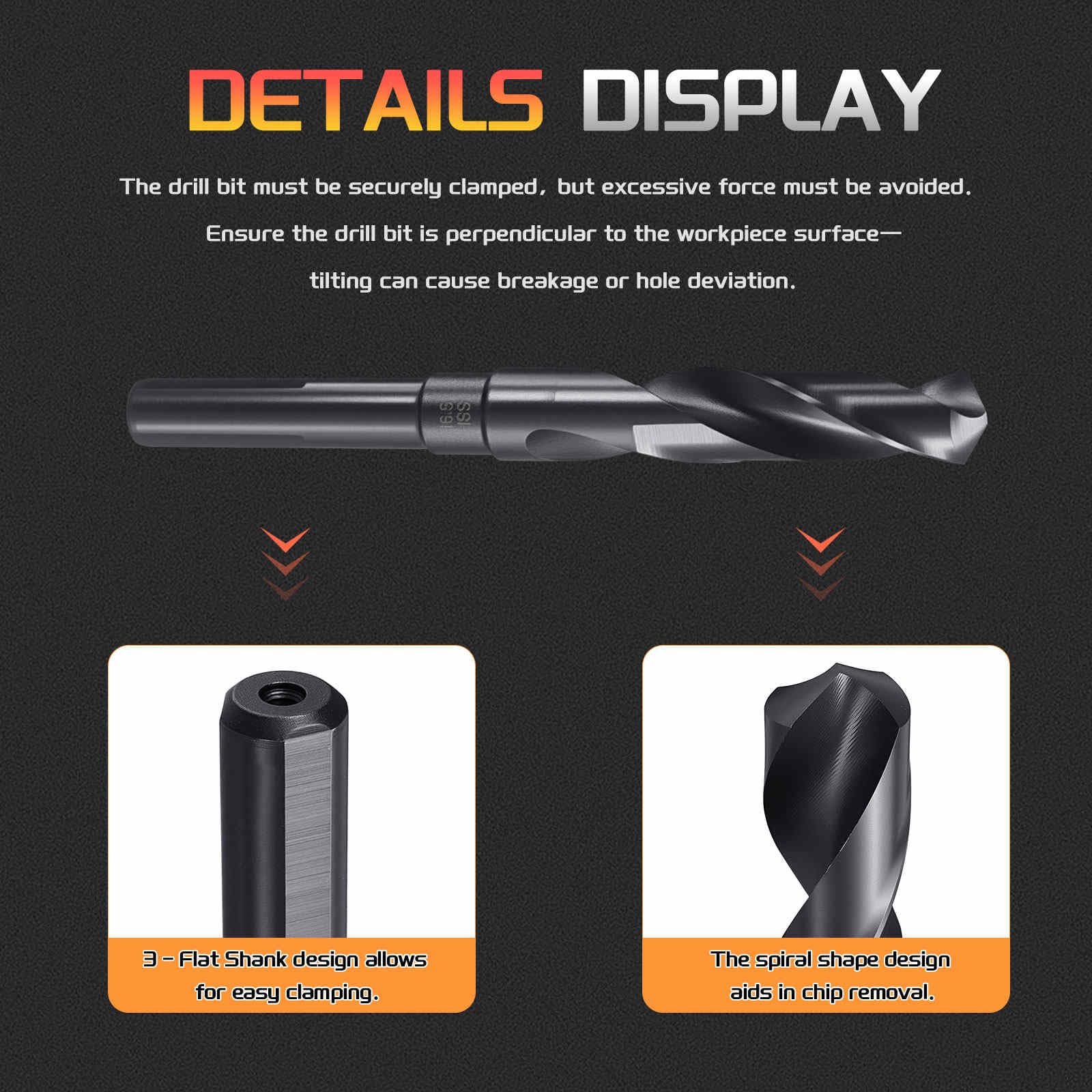 CoCud Drill Bit, 16.5mm Cutting Diameter, 1/2" Reduced Shank 3-Flat 4341 HSS Nitriding Black 118° Cutting Angle Bits - Image 3