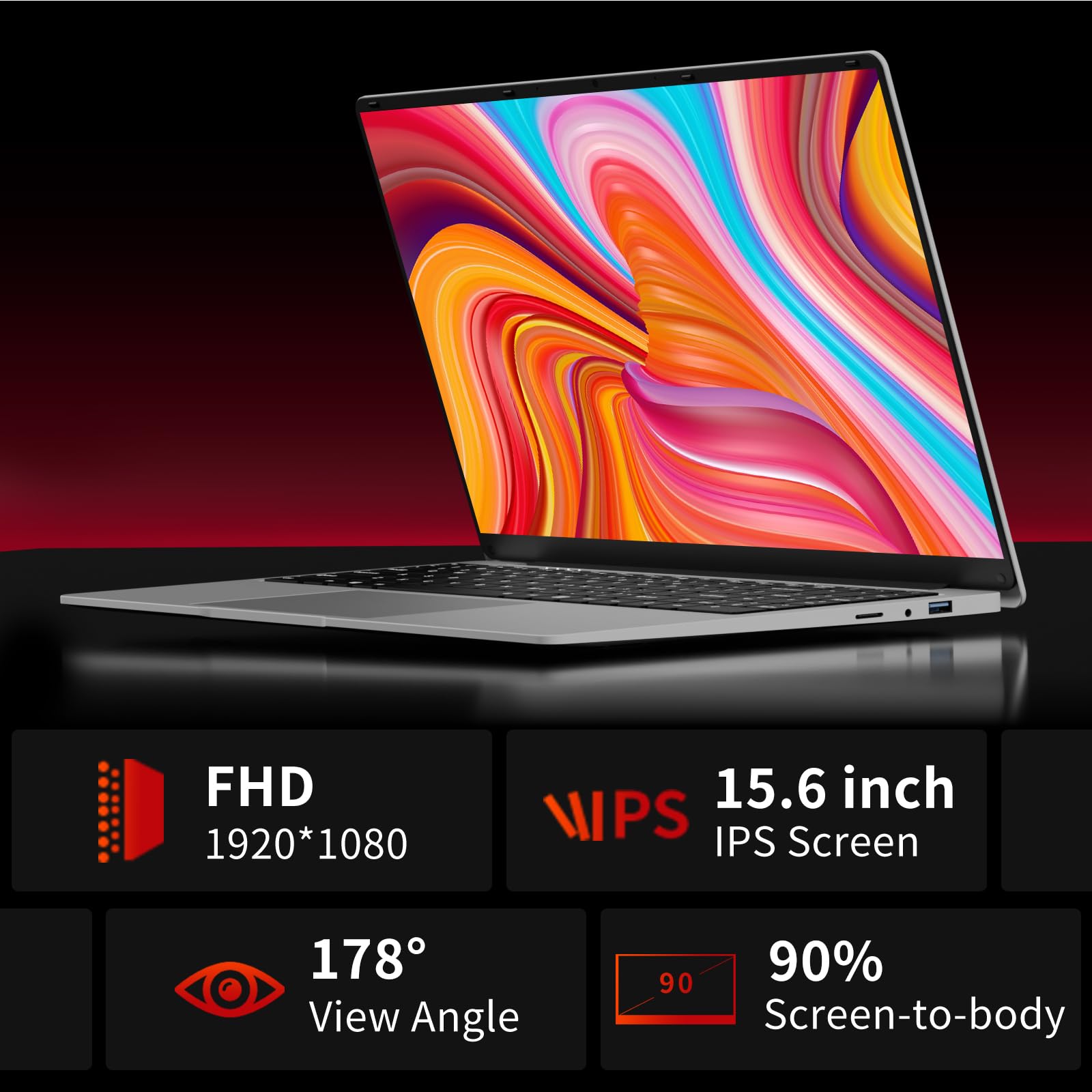 15.6 pollici Notebook, Win11 PC Portatile Celeron N4000 CPU, Laptop 8GB LPDDR4 RAM 256GB SSD, Schermo IPS FHD 1920*1080, USB3.0+BT4.2+Mini HDMI, TF Card Slot Supporta Espansione Fino a 1 TB