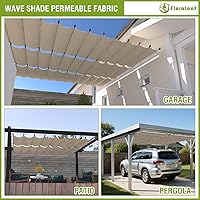 Vista 7 de FLORALEAF Toldo retráctil impermeable de repuesto para pérgola de 4 x 12 pies, con accesorios para cables, para patio, porche, garaje, terraza, toldo