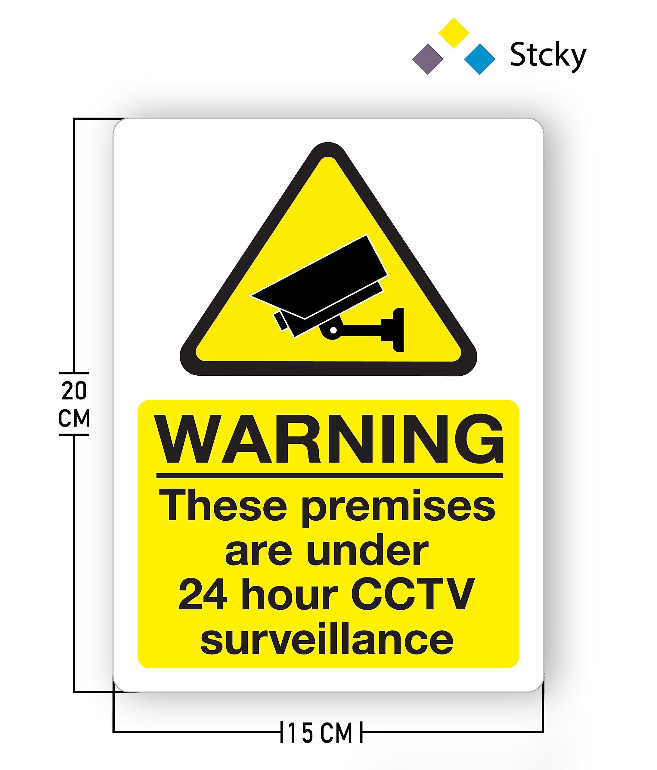 stcky 24 Hours CCTV Surveillance 20 x 15 cm (Pack of 3), 24 hr's CCTV Surveillance Sign (gtru25078), 200 x 150 mm - Image 2