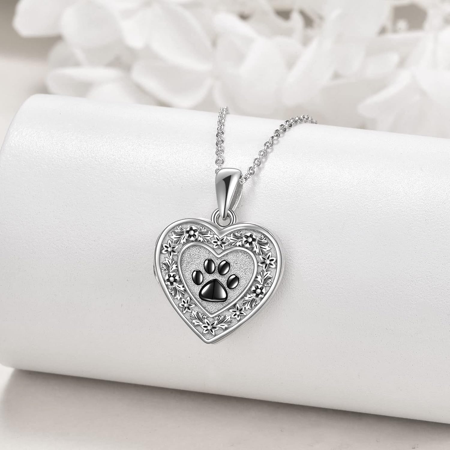 Lotus Locket Necklace Sterling Silver Lotus Flower Locket Necklace That Holds Pictures Yoga Locket Pendant Mother's Day Gifts for Women Wife Mom