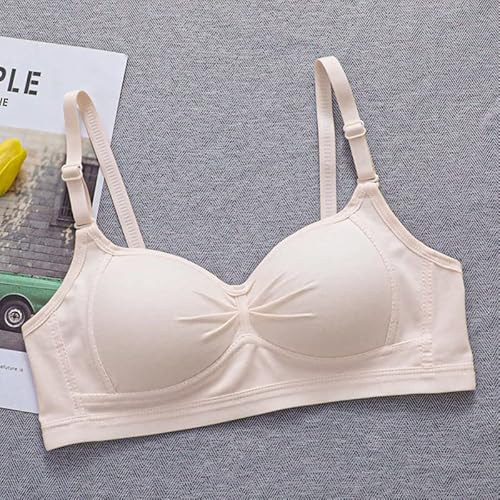 Herepai Teen Girls Seamless Bra Cotton Bras Adjustable Straps (As1, Cup_Band, Numeric_36, A, 36, Pleated Style) #TOP3