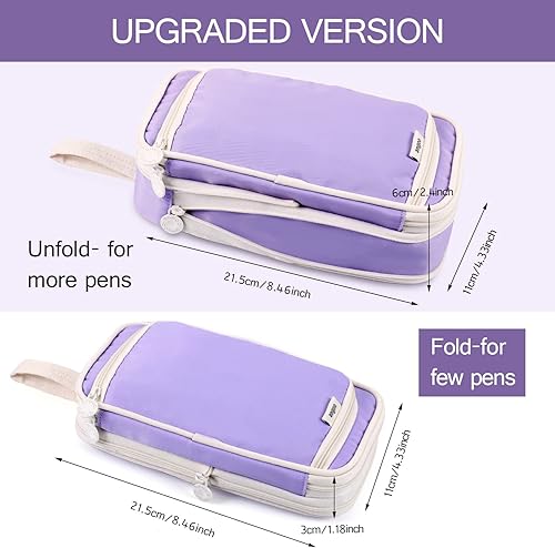 Miniatura 7 de Estuches para lápices de gran capacidad, 4 compartimentos, estuche estético grande para niñas y mujeres, estuche portátil con asa, organizador de