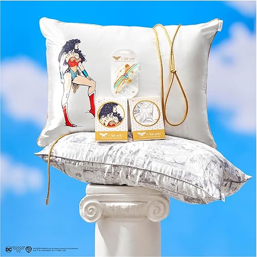 Vista 361 de Kitsch x Elf - Funda de almohada de satén con cremallera de tamaño queen/estándar, para el cabello y la piel, funda más suave que la seda, lavable a