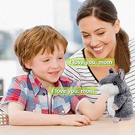 YOEGO Talking Hamster Repeats What You Say Interactive Stuffed Plush Animal Talking Toy,Perfect Toy Gifts for Boys Girls Age 3+ (Gray)
