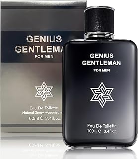 Genius Gentleman Cologne for Men Natural Eau de Toilette 3.4 Fl Oz with Whiskey,Iris,Woodsy Notes,Amber,Bergamot Notes Fragrance Alcohol-Free Luxury Men's Perfume for Daily Use