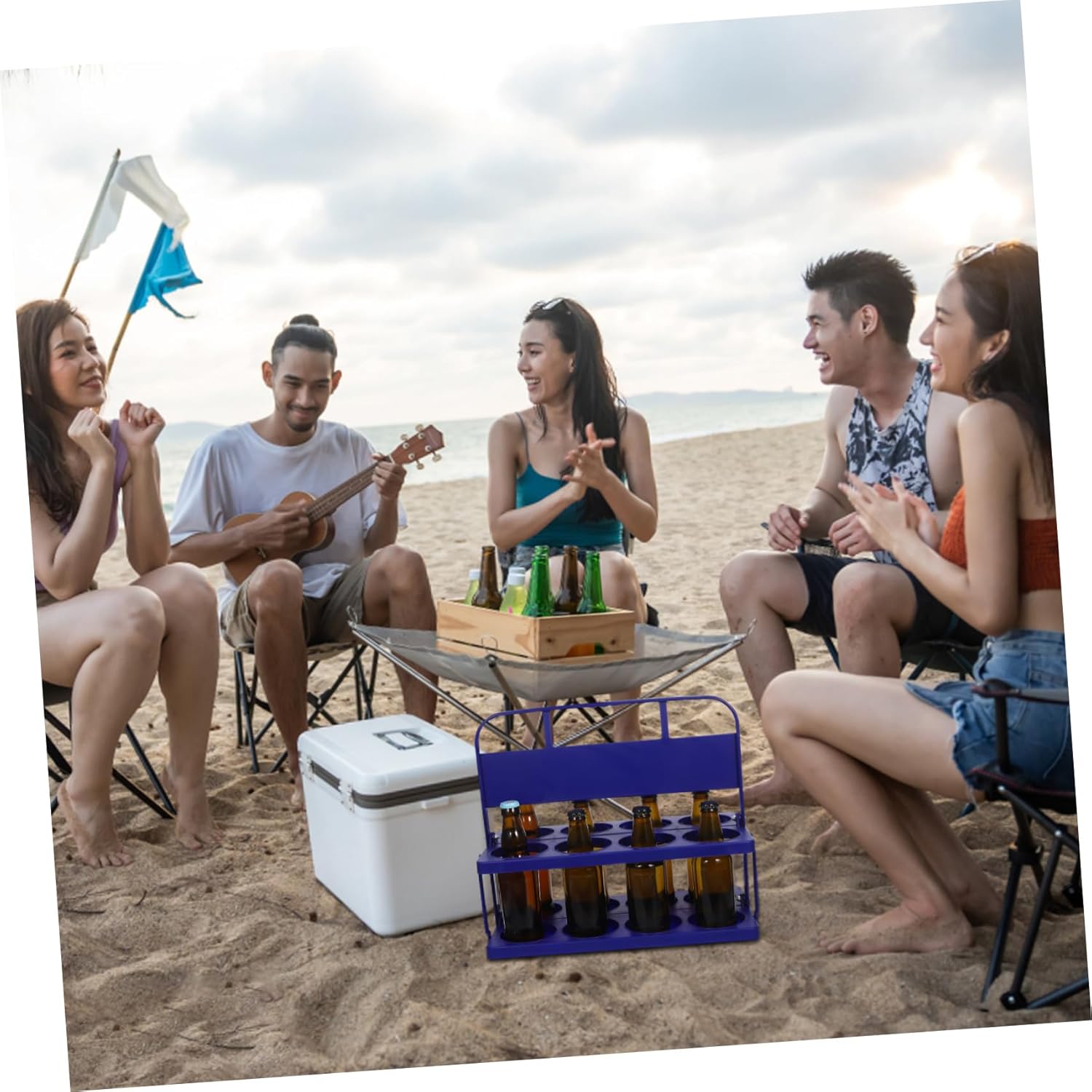 ABOOFAN Foldable Cup Beverage Carrier with Handle for Sports Events Reusable Drink Holder for Beer Water and More Portable Drink Organizer for Outdoor Activities and Team Sports