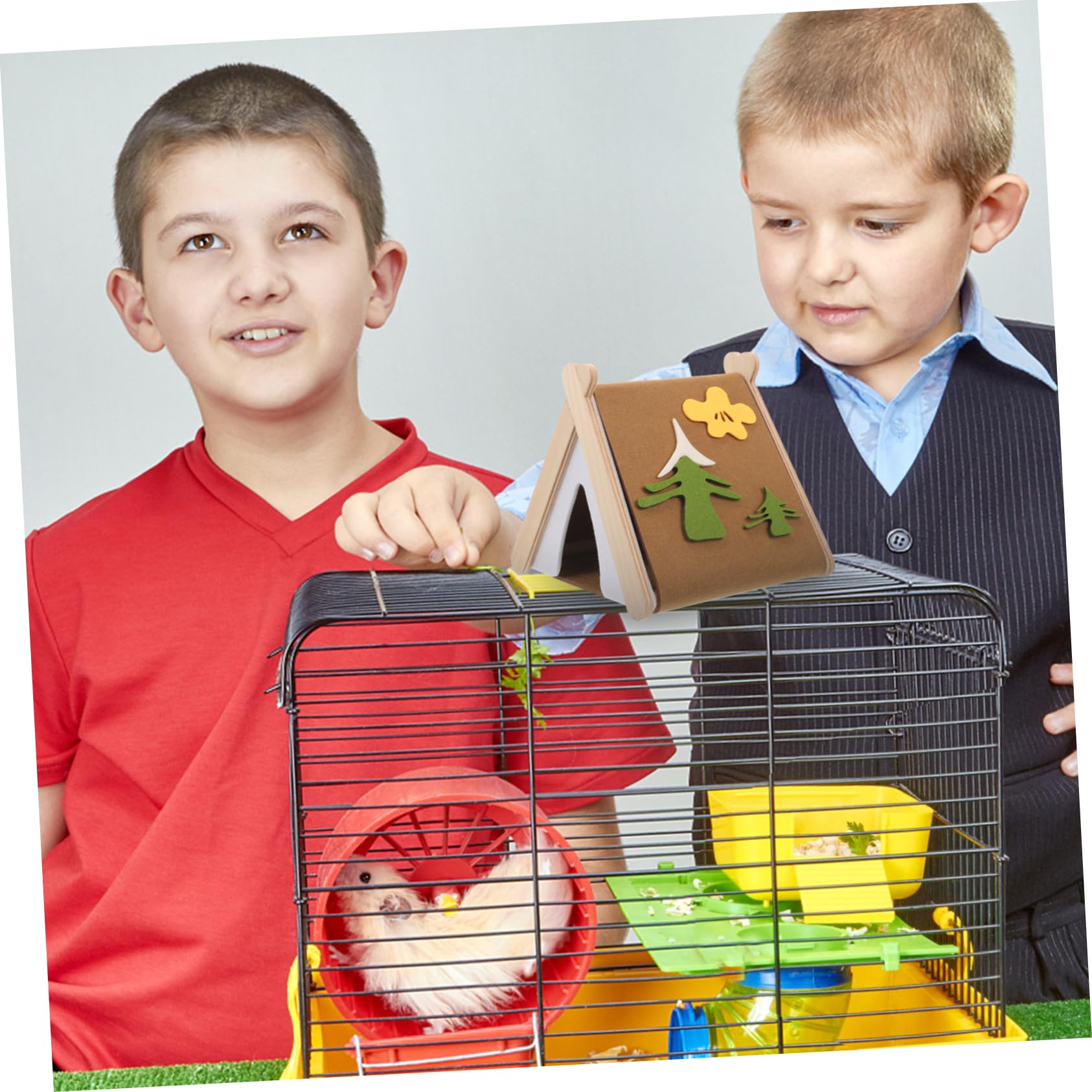 CIYODO Felt Hamster Winter Hideout Cozy Small Animal Sleeping House Soft Comfortable Rat Bed Tent Warm Shelter for Guinea Pigs Dwarf Hamsters Earth