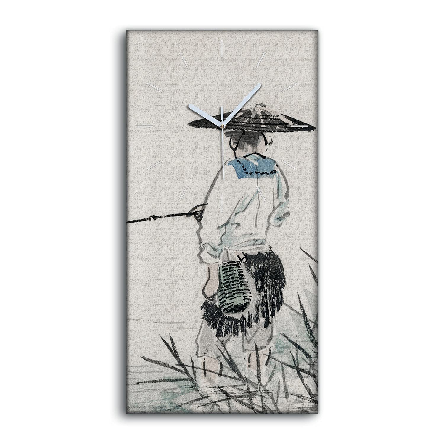 Horloge sur Toile 30x60cm Art Moderne et Silencieux de Salon