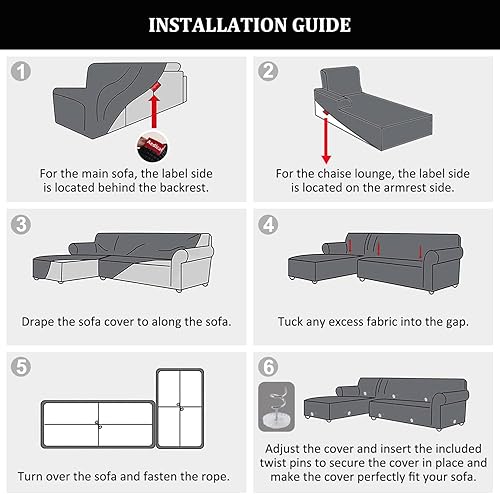 Miniatura 7 de Aedlcal Fundas para sofá, 2 piezas, funda de terciopelo de felpa elástica para sofá, antideslizante en forma de L, funda protectora para sofá de