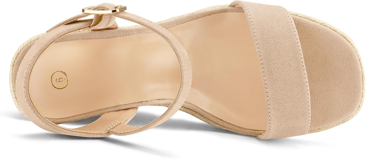 mysoft Women's Platform Espadrille Wedge Sandals Square Open Toe Ankle Strap Buckle Casual Summer Dressy Sandals - Image 4