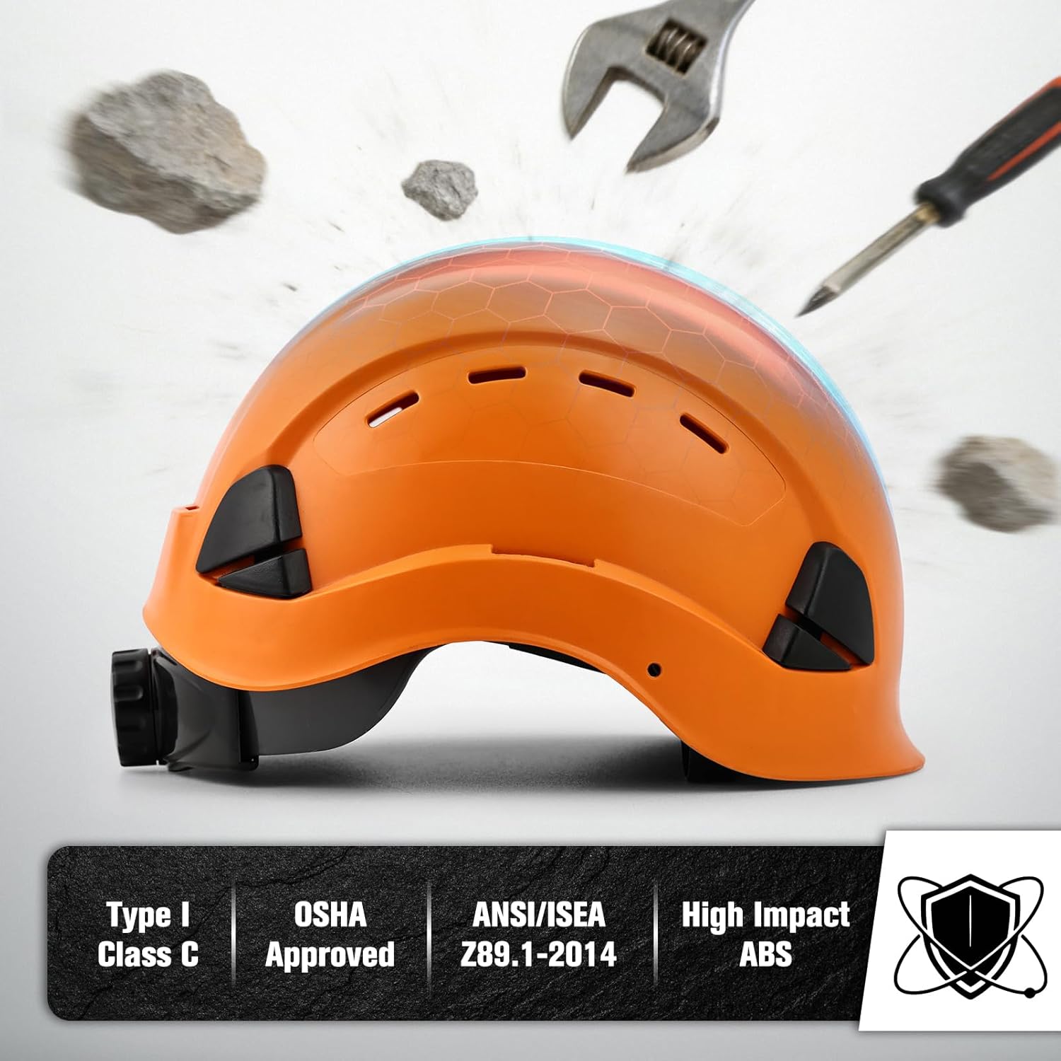 Hard Hat, OSHA Approved Safety Helmet, Cascos De Construccion, Vented Hardhat, 6 Point Suspension Adjustable Ratchet,Construction Forestry Aborist Work Helmet for Men Women