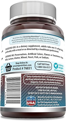 Miniatura 2 de Amazing Formulas Luteína 40 mg con zeaxantina 1600 mcg  Suplemento de cápsulas blandas  Sin OMG  Sin gluten  Fabricado en Estados Unidos (40 mg, 60,