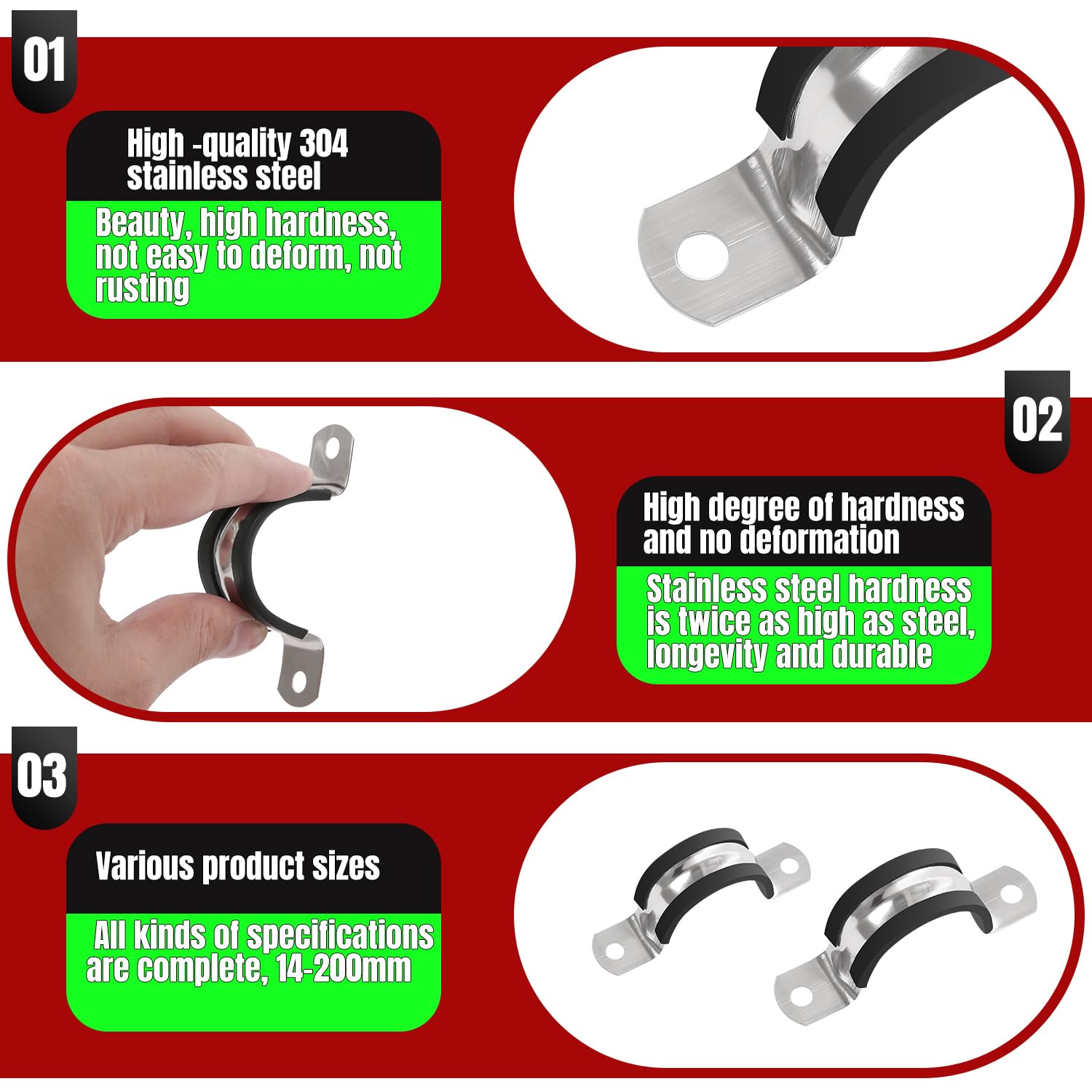 thumbnail: TRANKIELO® - Set Van 20 Roestvrijstalen Pijpklemmen – U-Vormige