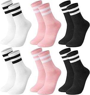 Calcetines Mujer 39-42 Calcetines de Tenis Calcetines Deportivos Coloridos Calcetines Largos de Algodón Calcetines Rayas Calcetines para Mujer Tenis Deportes Correr Trabajo, Negro, rosa
