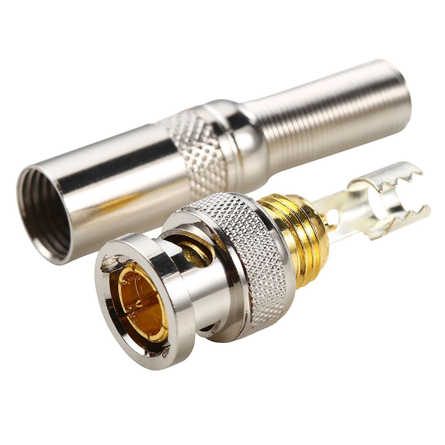 10 Pezzi Pz. Connettore BNC Maschio Con Morsettiera A Vite Per Cavo Coax RG59 CCTV - copertina