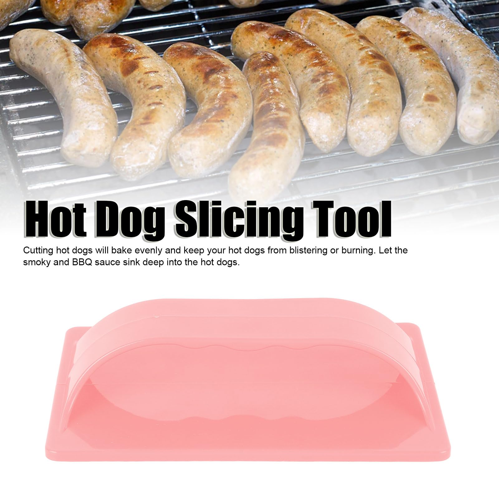 GOTOTOP Hot Dog Slicer, Hot Dogs Cutter Tool Outdoor Camping Barbecue Artifact for Picnics Barbecues (Pink one)