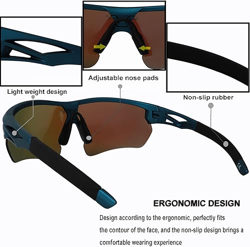 Miniatura 3 de OUTDOOR SPARTA Gafas de Sol Deportivas Polarizadas Gafas de Ciclismo Con 5 Lentes Intercambiables Gafas de Conducir Para Hombres y Mujeres