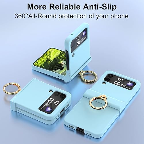Miniatura 20 de Funda compatible con Galaxy Z Flip 4 con protección de bisagra y soporte de anillo, funda protectora delgada y fina para Samsung Z Flip 4 5G (negro)