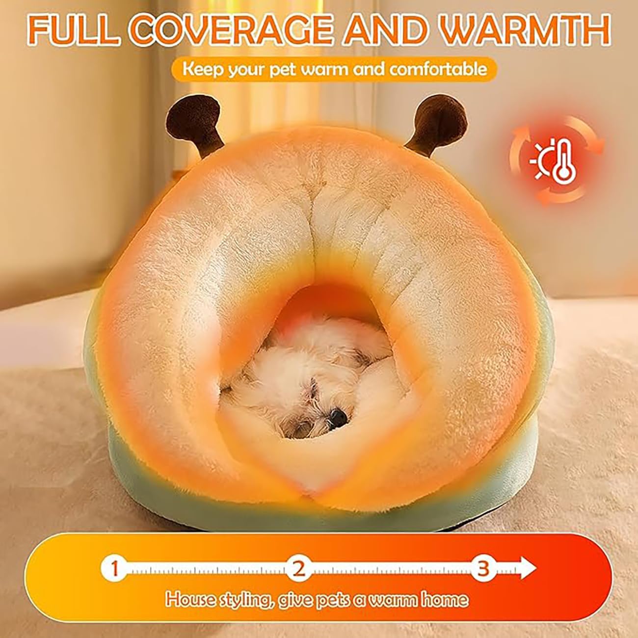 Small Dog and Cat Cave, Heated Pet Tent for Medium Puppies, Kitty Dogs, Cute Nest, Thick Fleece Warm Soft Sleeping Bag, Cozy Indoor Bed for Cats and Kittens (M, Green)