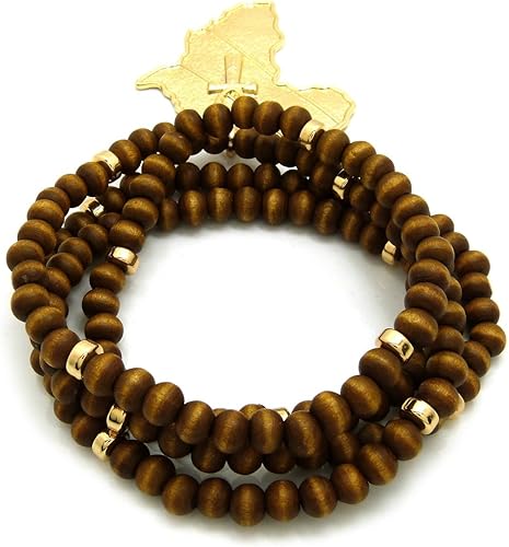 Miniatura 6 de Collar de cuentas de madera con colgante de elefante egipcio, puño, Ankh en África de 0.236 in 30 pulgadas
