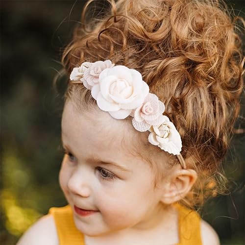 Miniatura 7 de Diademas elásticas de flores de nailon para bebé, 3 piezas, accesorios para el cabello, regalo para bebés recién nacidos (TU-HDJ-3PCS)
