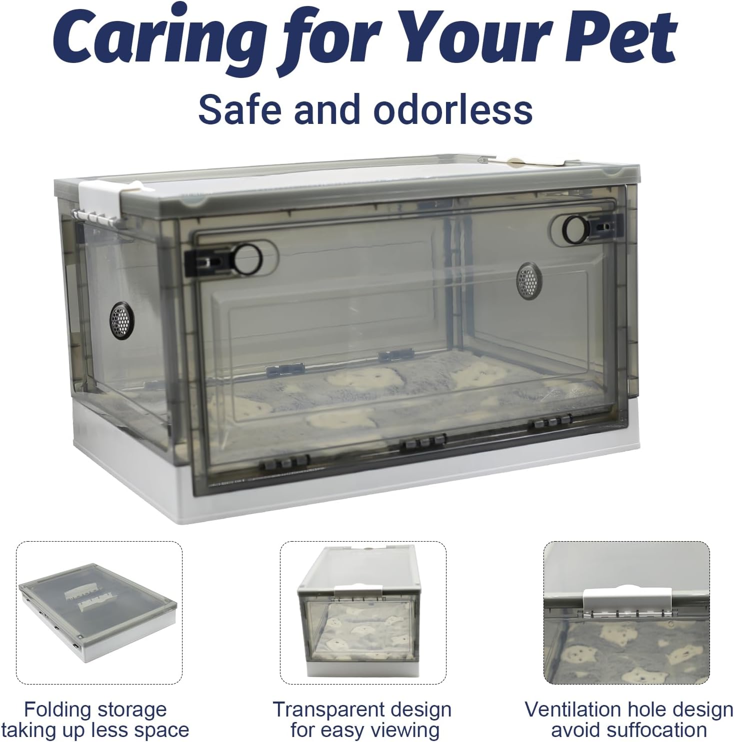 Pet Oxygen Chamber, Pet Incubator, Small Animal Nebulizer Box, Pets Delivery & Feeding with Padded Cotton, Pets Nebulizer Accessories for Dogs, Cats, Puppies, Kittens (55L)