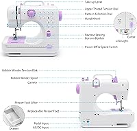 Vista 4 de Sewing Machine with Extension Table, Mini Sewings Machines Portable Electric Sewing Machine, 12 Stitches Sewing Machines with LED Light, Sewings