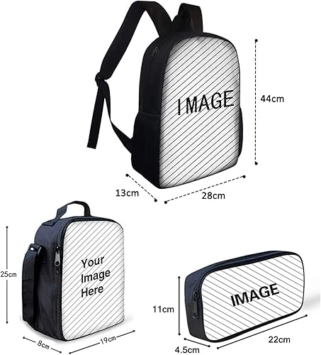 Miniatura 2 de Poceacles Juego de 3 mochilas escolares impresas en 3D, juegos de bolsas de libros para niÃ±os y niÃ±as con lonchera y estuche para lÃ¡pices, Lindo