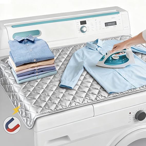 Sukh 1Pcs Magnetic Ironing Mat Blanket - Foldable Ironing Mat Portable Board for Clothes Heat Resistant Portable Double Sided Use Travel Office Student Dormitory