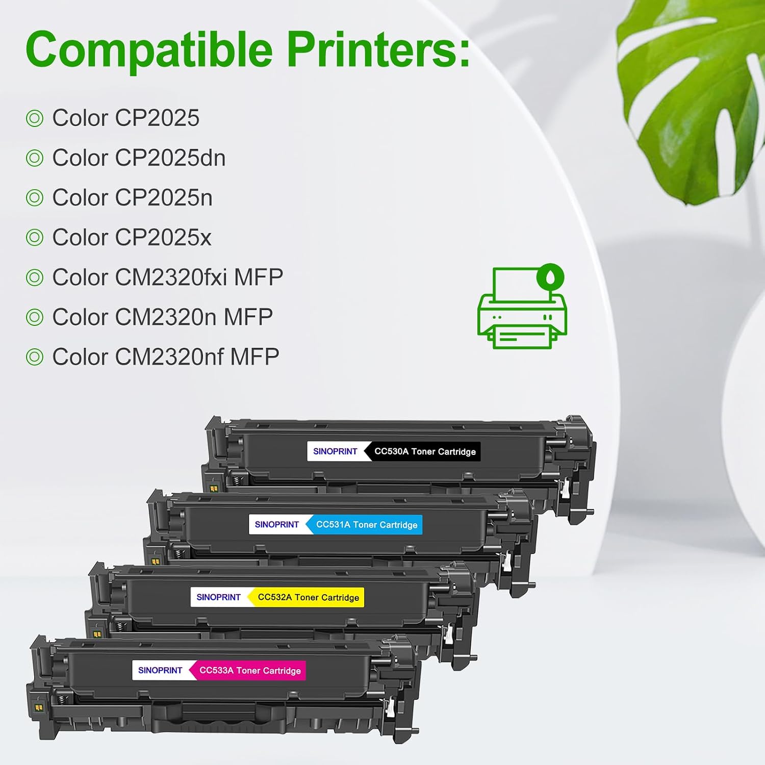 304A Toner Cartridges Replacement for HP 304A Color LaserJet CP2025,CM2320fxi MFP,CM2320nf MFP,CM2320n MFP; Color CP2025dn ,CP2025n Printers (Black,Cyan, Magenta, Yellow 4-Pack)