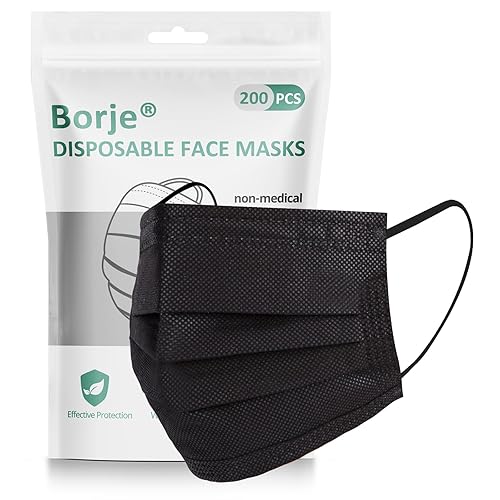 Miniatura 23 de Borje Cubrebocas desechables, 100 unidades, color negro, máscaras faciales de protección de 3 capas Multicolor 100 Uds