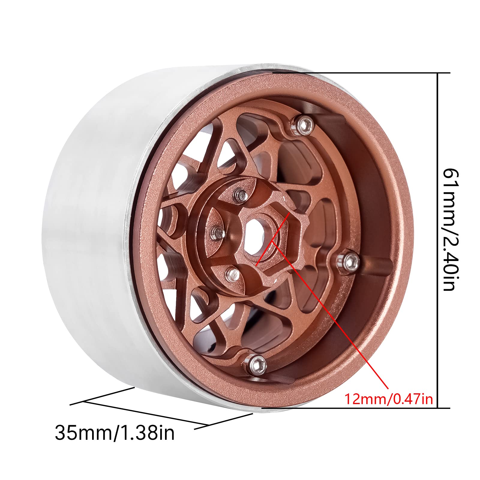 INJORA Jantes Beadlock 2.2 En Alliage Alu Et Fibre Carbone - Décalage -10mm - Pour Voitures RC 1/10 - Argent