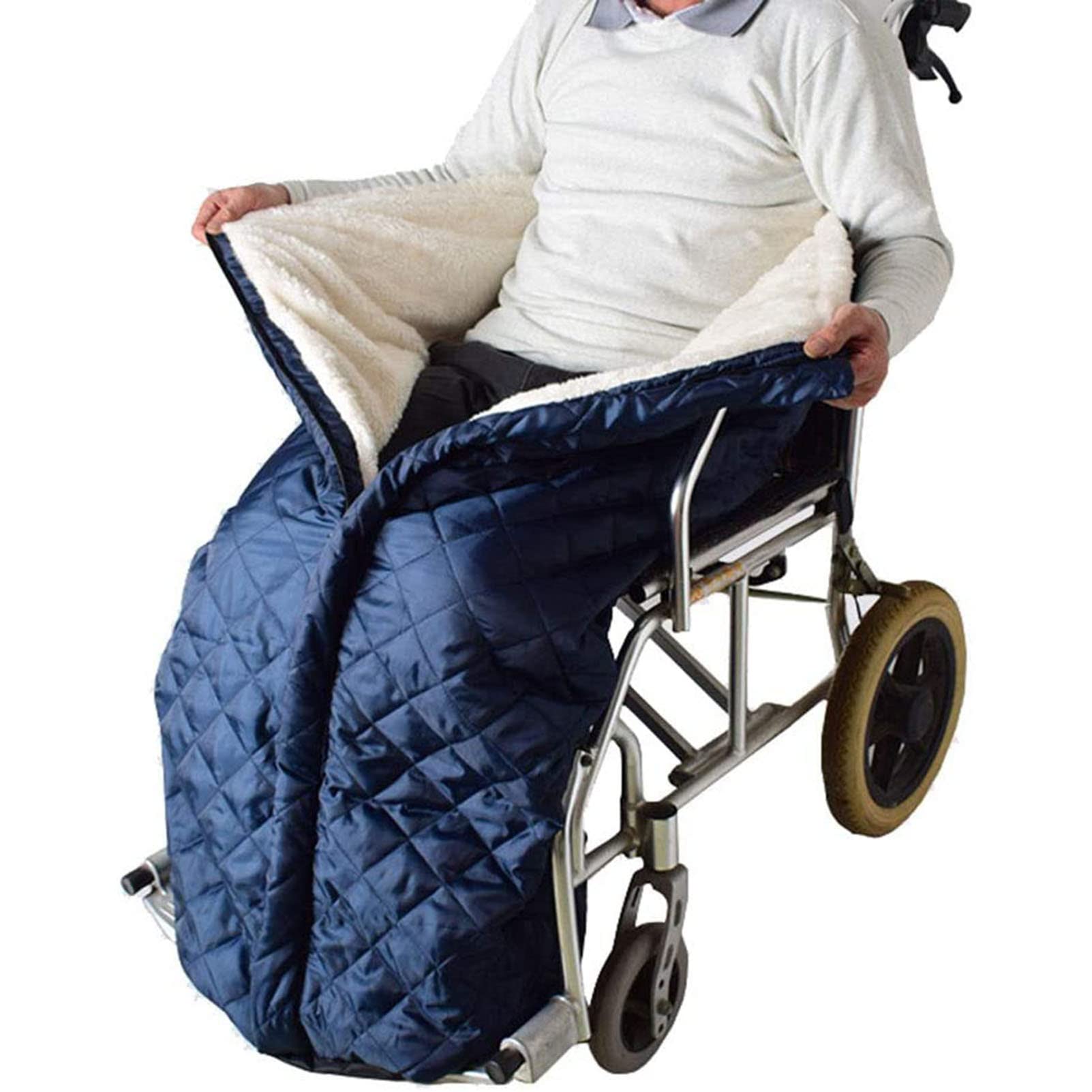 Housse douillette pour fauteuil roulant lors de vos promenades et sorties en hiver