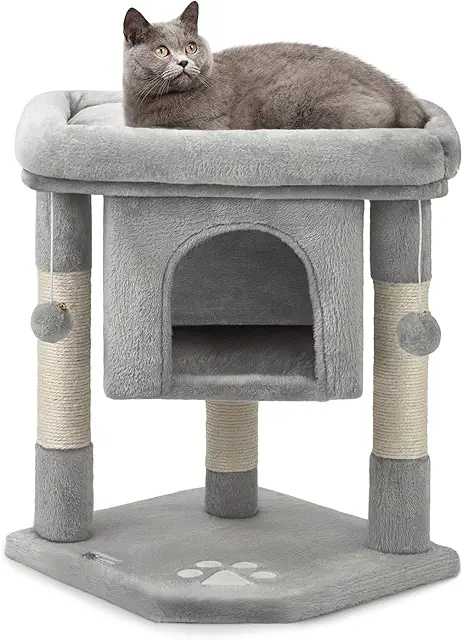 Lionto Cat Scratching Post with Hollow & Plush Balls - Krabpaal met Mand - Light Grey