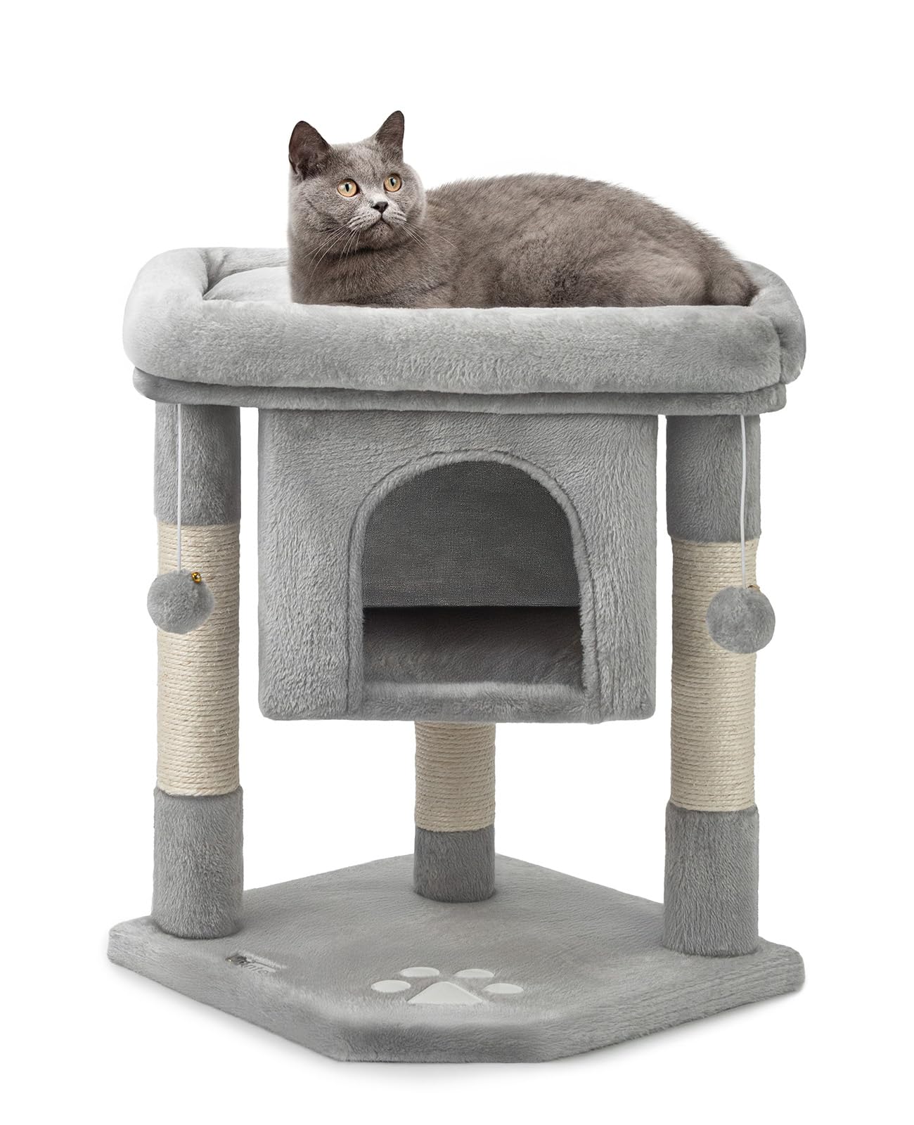lionto Tiragraffi per Gatto Albero Tiragraffi Gatto Gioco Giocattolo Gatti Altezza 60 cm, Grigio Chiaro